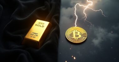 bitcoin drops gold rises
